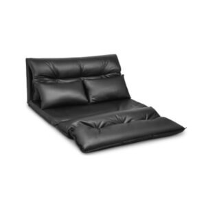 Foldable PU Leather Leisure Floor Sofa Bed with 2 Pillows