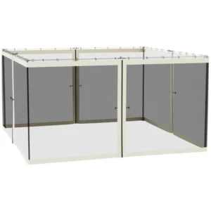 Outsunny 13x13 Gazebo Netting Mosquito Netting Screen with Zippers, Black Rings, High-Quality Polyester, Washable, Black
