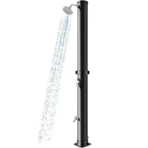 Goplus 10 Gallon Solar Heated Outdoor Shower, 7.2 FT Freestanding Garden Pool Shower with Rotating Shower Head