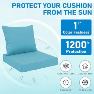 Waterproof Fade Resistant Replacement Cushions with Removable Cover for Seat Yard Garden Deck，Sky Blue