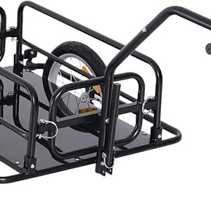 Aosom Bike Cargo Trailer, Bicycle Trailer, Heavy-Duty Bike Wagon Cart, Foldable Compact Storage, with Universal Hitch, 16" Wheels, 88 lbs. Capacity, Black