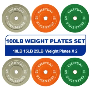 BalanceFrom Bumper Plate with Steel Hub, 100 lb Set Color