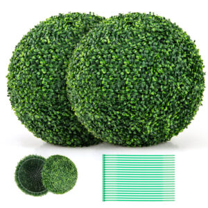 2 Pieces /20" Artificial Plant Boxwood Topiary Ball for Patio Garden Front Door Balcony Backyard