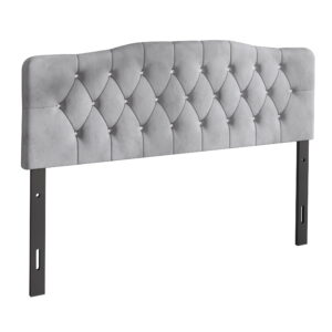 Castle Place Upholstered Tufted Headboard, Silver Grey Velvet, Full