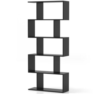 5-Tier Bookshelf with Anti-Toppling Device for Living Room Home Office