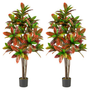 5 FT Tall Artificial Croton Plant with Gradient Leaves and Nursery Pot