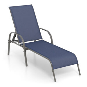 Adjustable Patio Chaise Folding Lounge Chair with Backrest