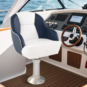 Captain Bucket Seat Pontoon Boat Chair with PVC Leather and Armrests