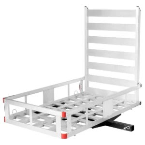 Costway 50'' x 29.5'' Aluminum Cargo Carrier with Ramp Hitch-Mounted Mobility Carrier Hauler