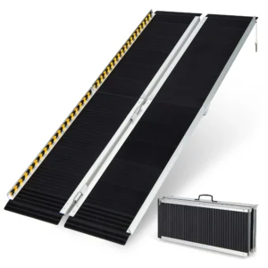 Costway Portable Aluminum Wheelchair Ramp 6 FT with Transition Plate & Non-slip Surface