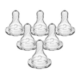 Dr. Brown's Level 2 Narrow Baby Bottle Silicone Nipple, Medium Flow - 6pk - 3m+: BPA-Free, Fits Standard Neck Bottles