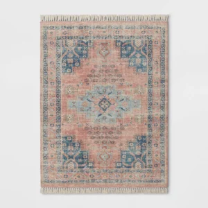 5'x7' Washable Fringed Medallion Area Rug Rust - Threshold™