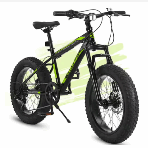 20 in. Blackish Green Steel Mountain Bike, 4 in. W 7 Speed Fat Tire Snow Mountain Bike for Children Kids' Bicycles