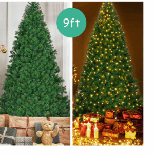 Costway 9-ft Pre-lit Artificial Christmas Tree with White LED Lights