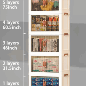 【 10 GAL】5 Tier Large Storage Cabinet - Easily Folds for Clothing Storage, Collapsible Stacking Containers on Wheels