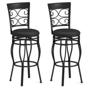 Set of 2 30 Inch Bar Stool with Backrest and Footrest