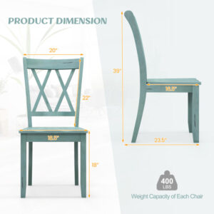 Set of 2 Wooden Dining Chairs Mid Century Farmhouse Retro Kitchen Chairs