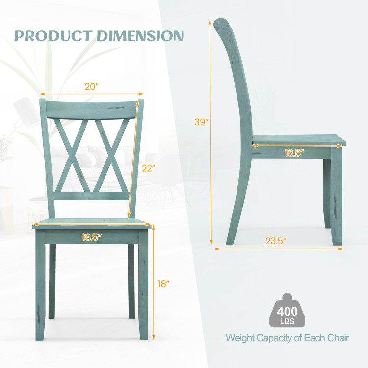 Set of 2 Wooden Dining Chairs Mid Century Farmhouse Retro Kitchen Chairs