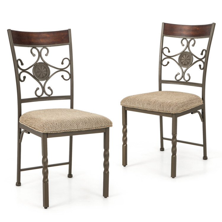 Set of 4 Dining Room Chairs Armless Kitchen Chairs Set with Seat Cushion