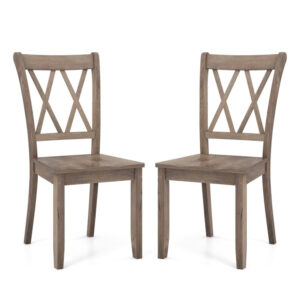 Set of 2 Wooden Dining Chairs Mid Century Farmhouse Retro Kitchen Chairs