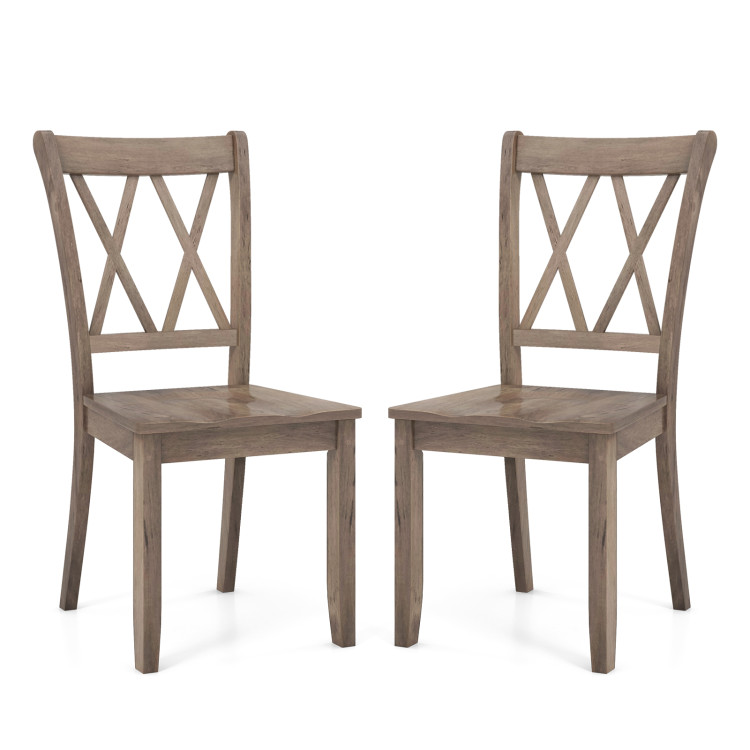 Set of 2 Wooden Dining Chairs Mid Century Farmhouse Retro Kitchen Chairs