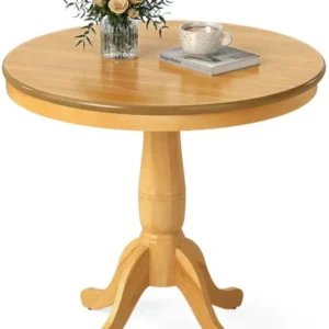 32 Inch Wooden Round Pub Pedestal Side Table