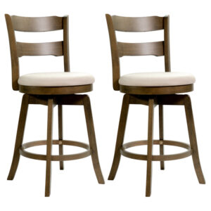 25 Inch Swivel Counter Barstools Set of 2/4 with Backrest & Upholstered Seat
