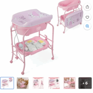pink baby changing table built