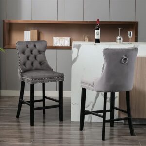 set of 2 velvet bar stools