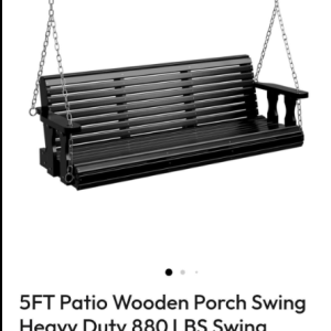 5ft patio swing holds up to 880lbs black