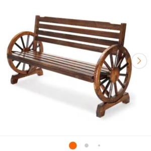 56 inch 3 person slated seat rustic wagon wheel bench