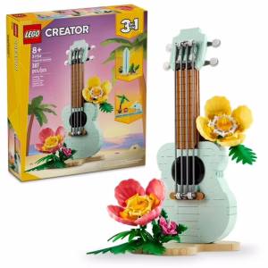 LEGO Creator 3 in 1 Tropical Ukulele Building Toy - Build & Display Set for Kids, Girls & Boys, Ages 8+ - Gift for Birthdays - Create Ukulele, Sufboard, or Dolphin - 31156
